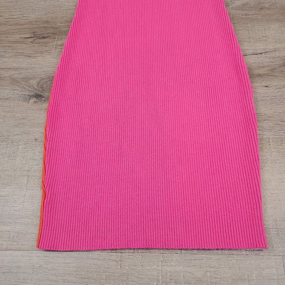 YIWEI Colorblock Ribbed Bodycon Mini Dress S Tank Sleeveless Stretch Crew Neck - Picture 8 of 11